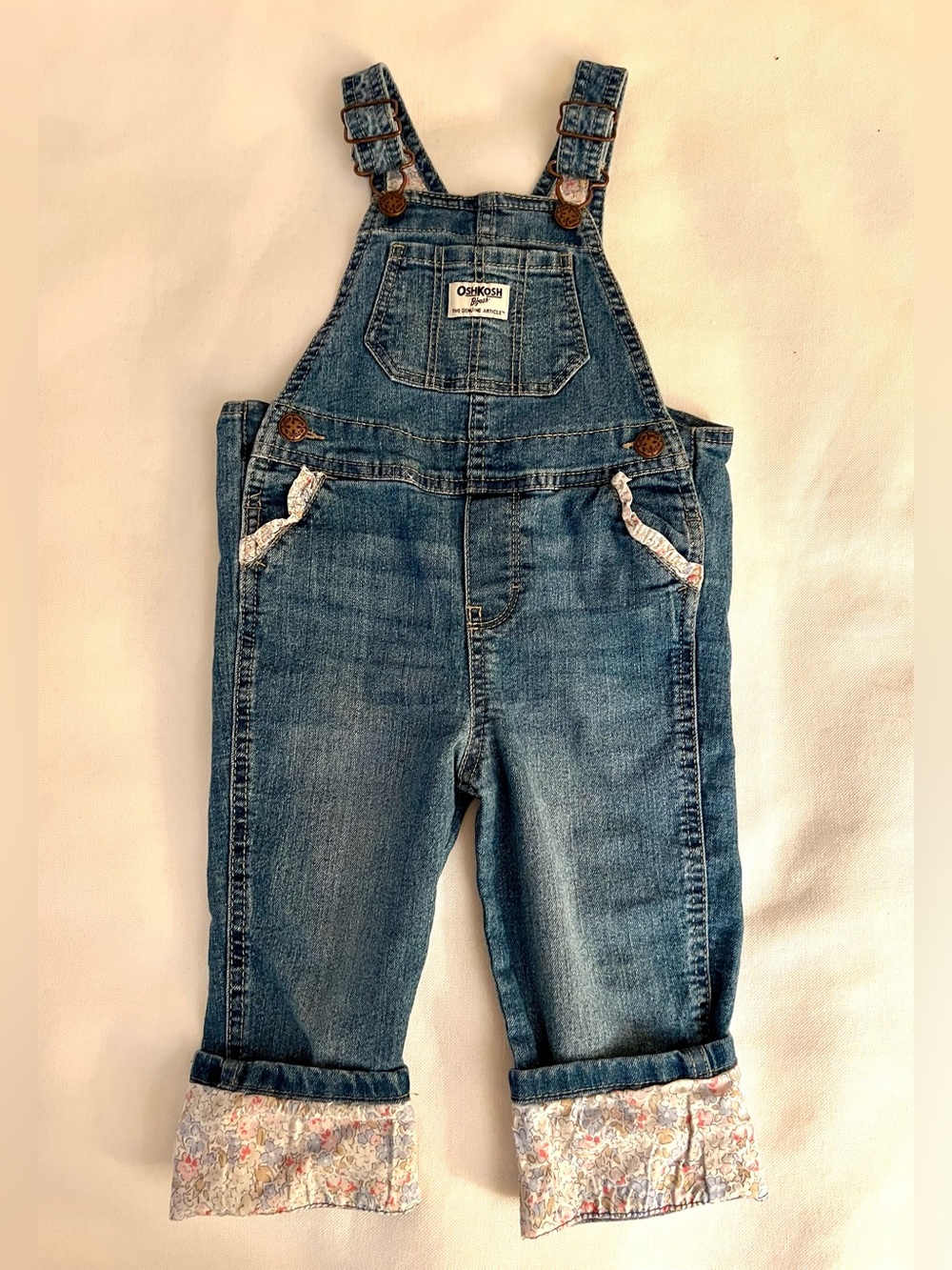 Toddler Girls OshKosh B’gosh Denim Floral Overalls Love Shack Fancy Style 2T
